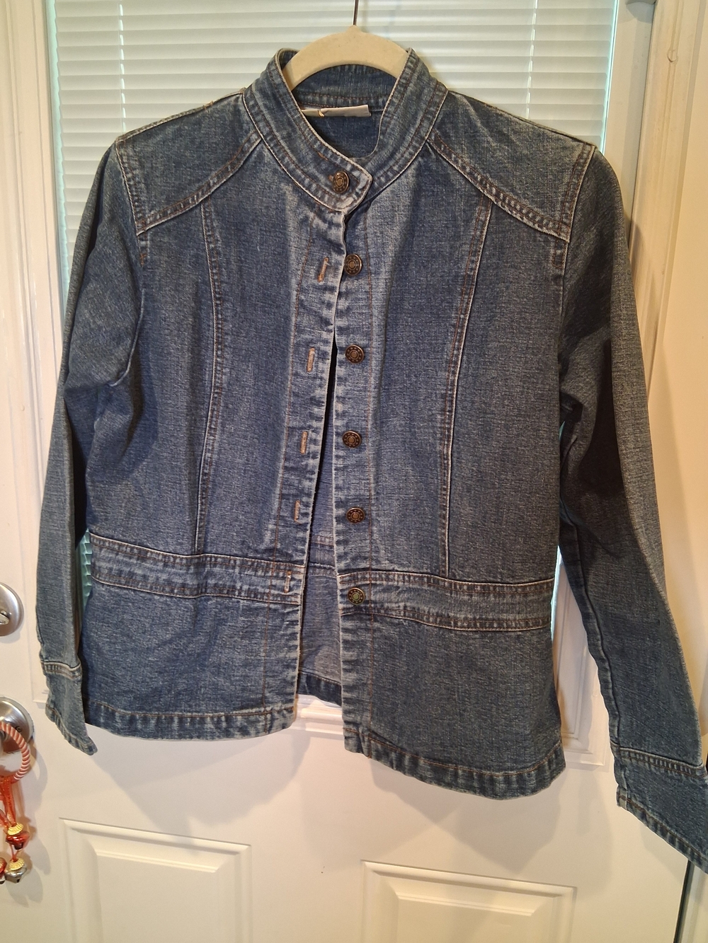 sku020 St. John's Bay Women's Denim Jacket Band Collar "Vintage Y2k" Size Small